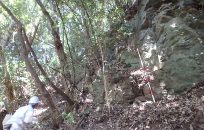 現地踏査(急傾斜地での斜面調査)