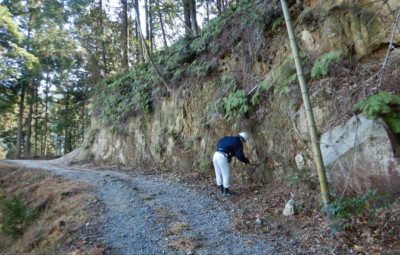 露頭調査(亀裂の走向傾斜計測)